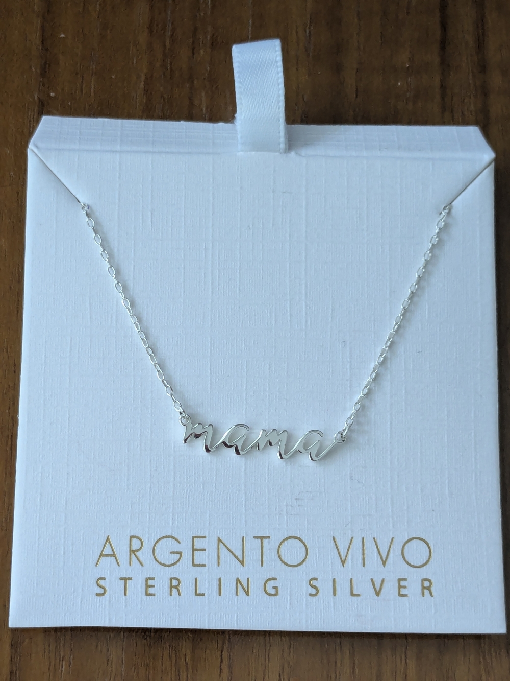 Argento Vivo Silver 'mama' Script Name Necklace - NEW - Picture 4 of 4